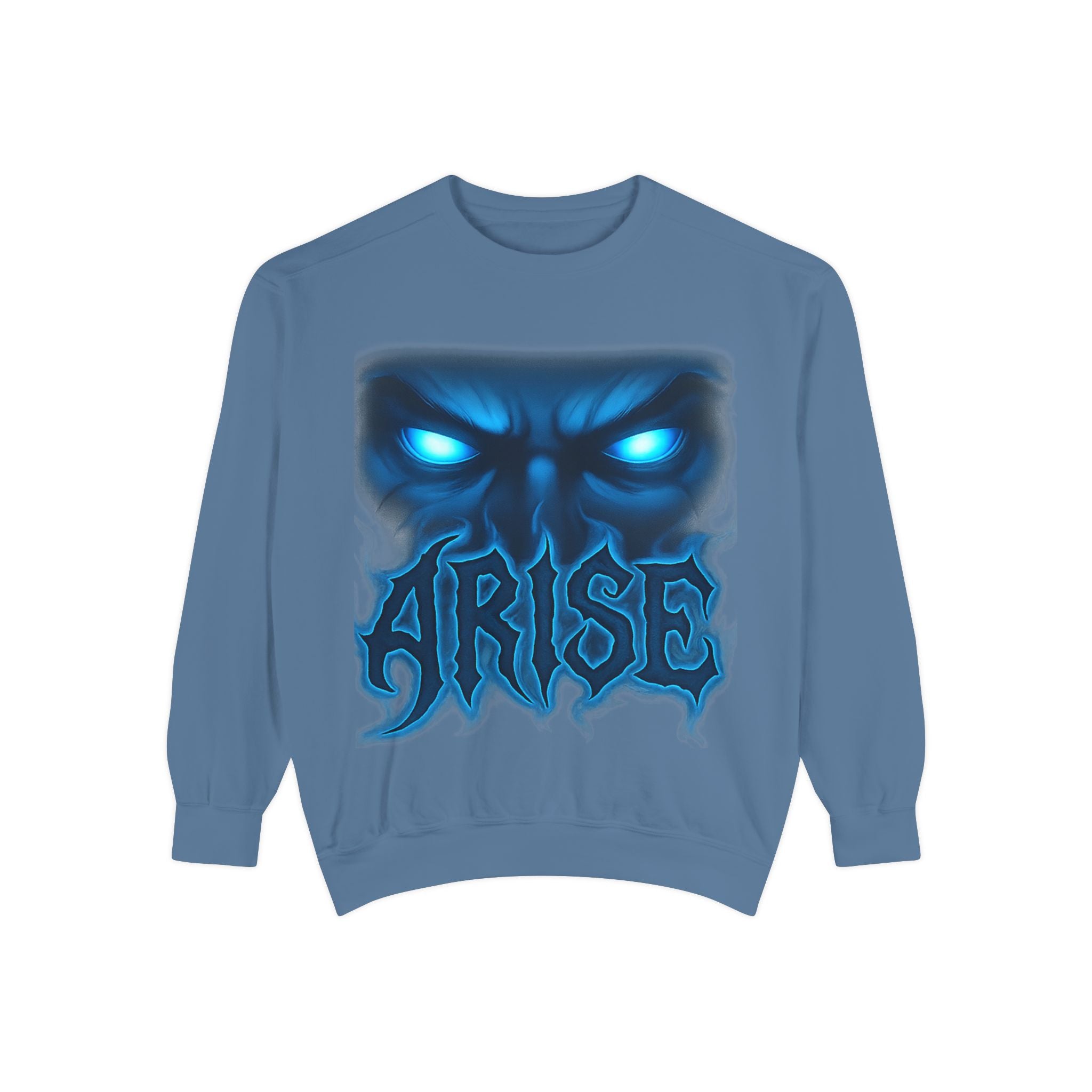 Arise Awake Blue Flame Skull Sweatshirt — Gothic Streetwear Crewneck