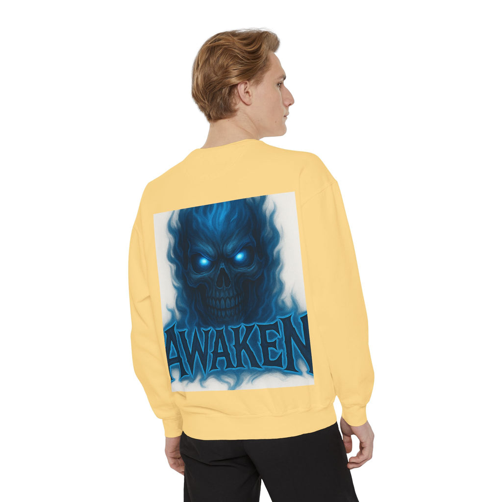 Arise Awake Blue Flame Skull Sweatshirt — Gothic Streetwear Crewneck