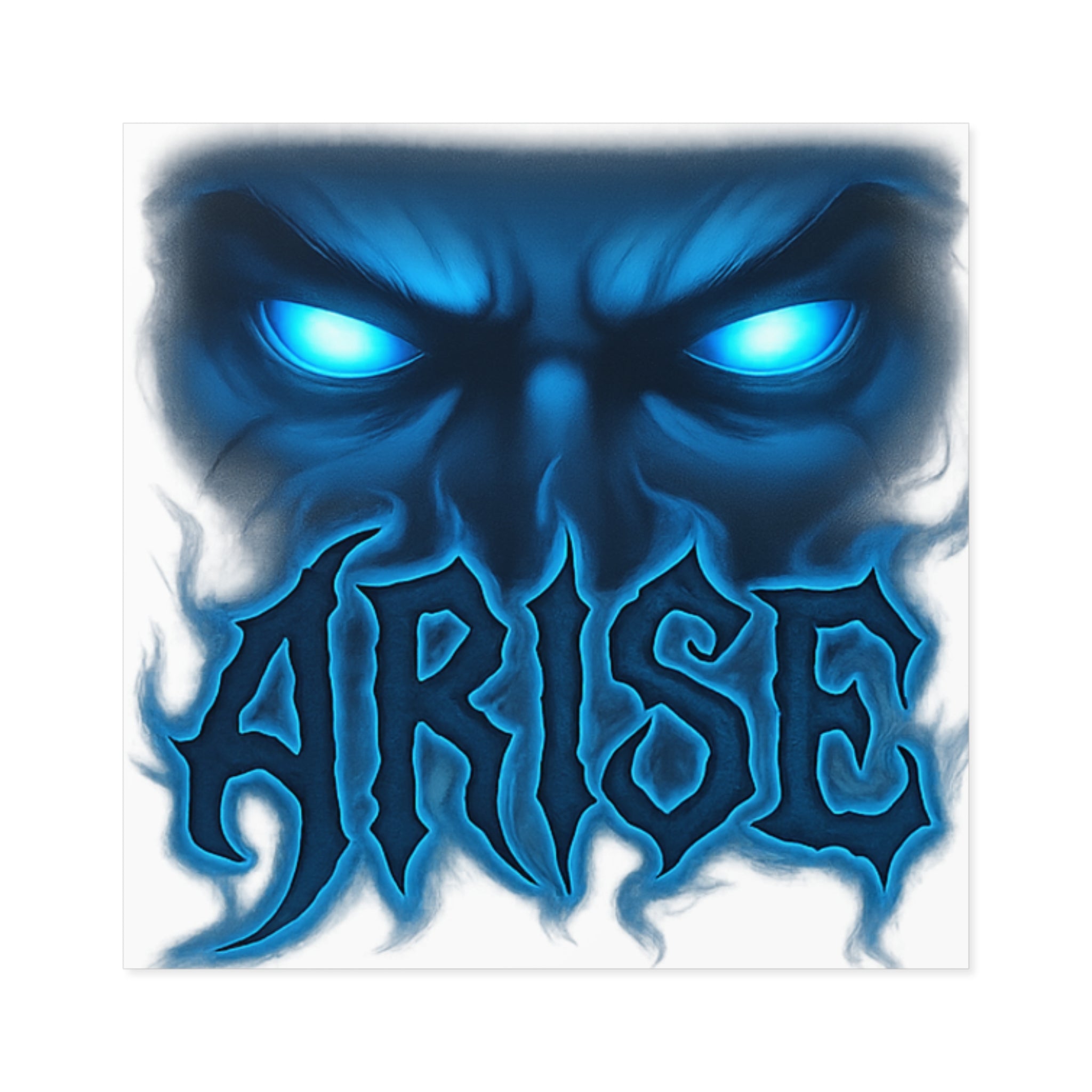 Arise Blue Demon Eyes Square Sticker — Dark Fantasy Vinyl Decal