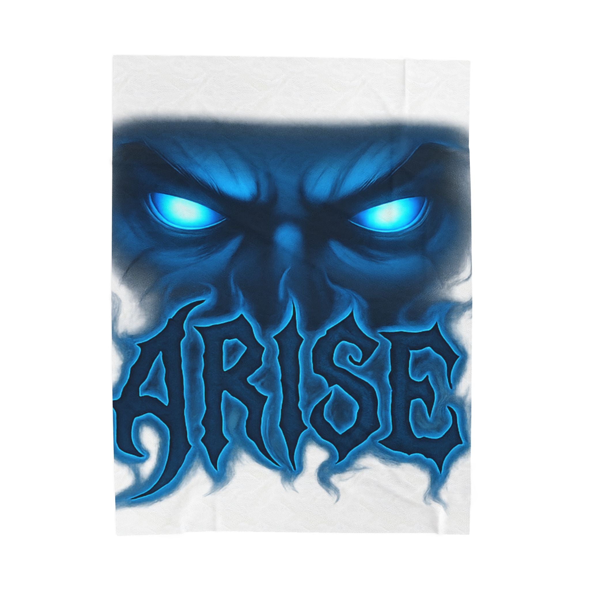 Arise Blue Demon Velveteen Plush Blanket — Glowing Eyes Gothic Throw