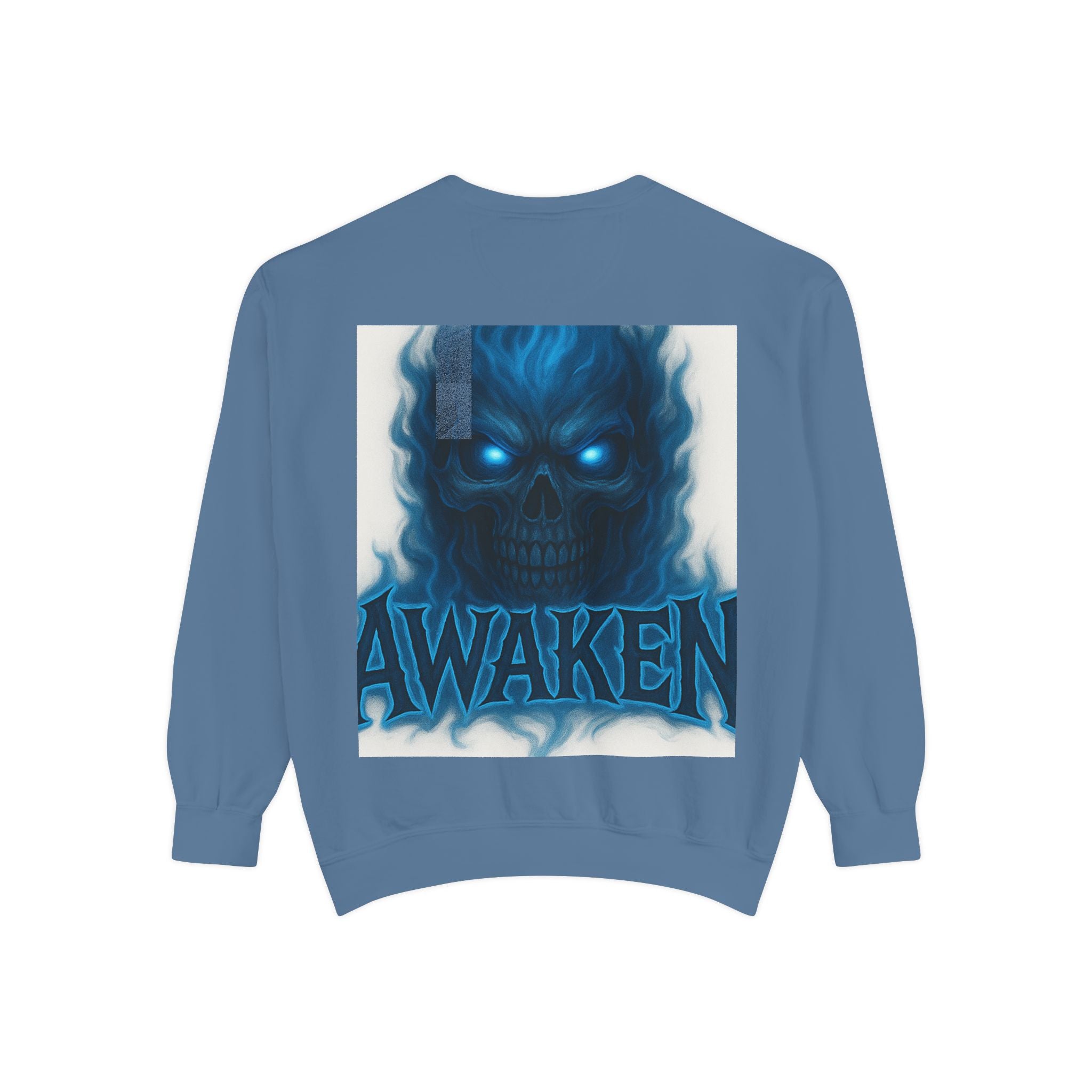 Arise Awake Blue Flame Skull Sweatshirt — Gothic Streetwear Crewneck