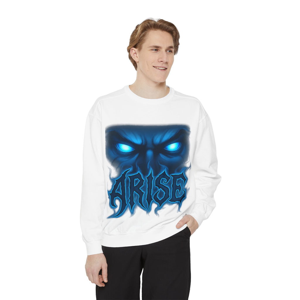 Arise Awake Blue Flame Skull Sweatshirt — Gothic Streetwear Crewneck