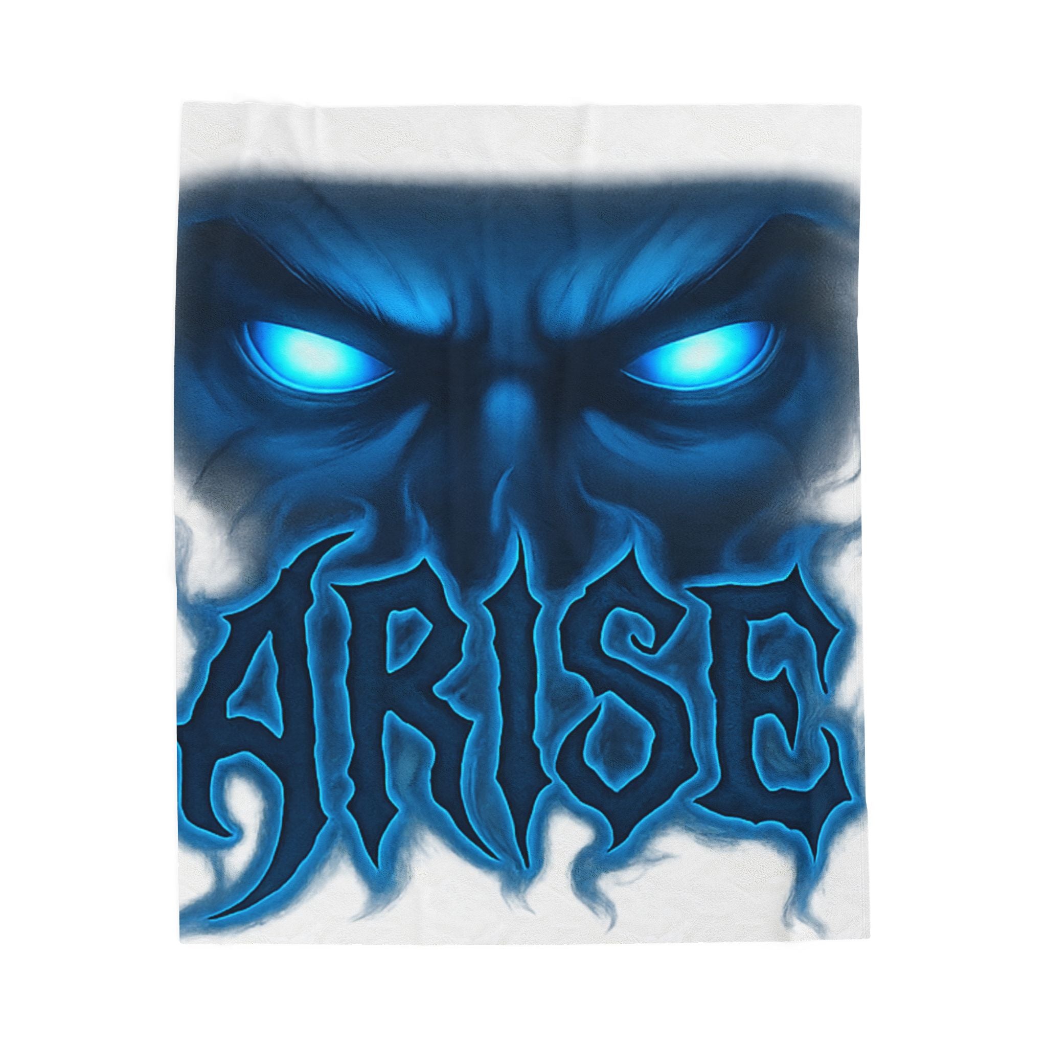 Arise Blue Demon Velveteen Plush Blanket — Glowing Eyes Gothic Throw