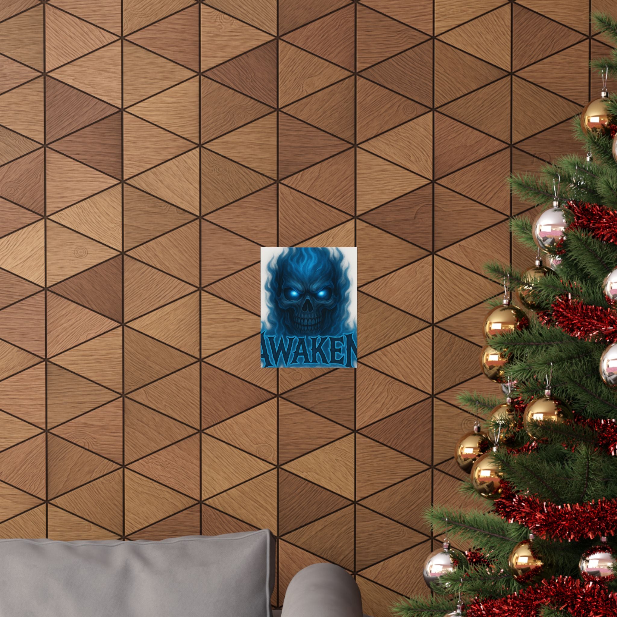 Awaken Blue Flame Skull Matte Poster — Gothic Room Wall Art