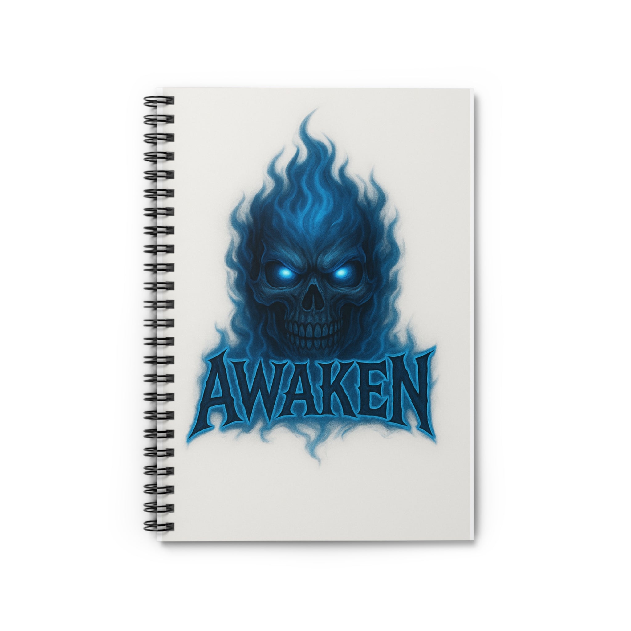 Awaken Blue Flame Skull Spiral Notebook — Ruled Journal for Gothic, Fantasy & Dark Aesthetic Fans