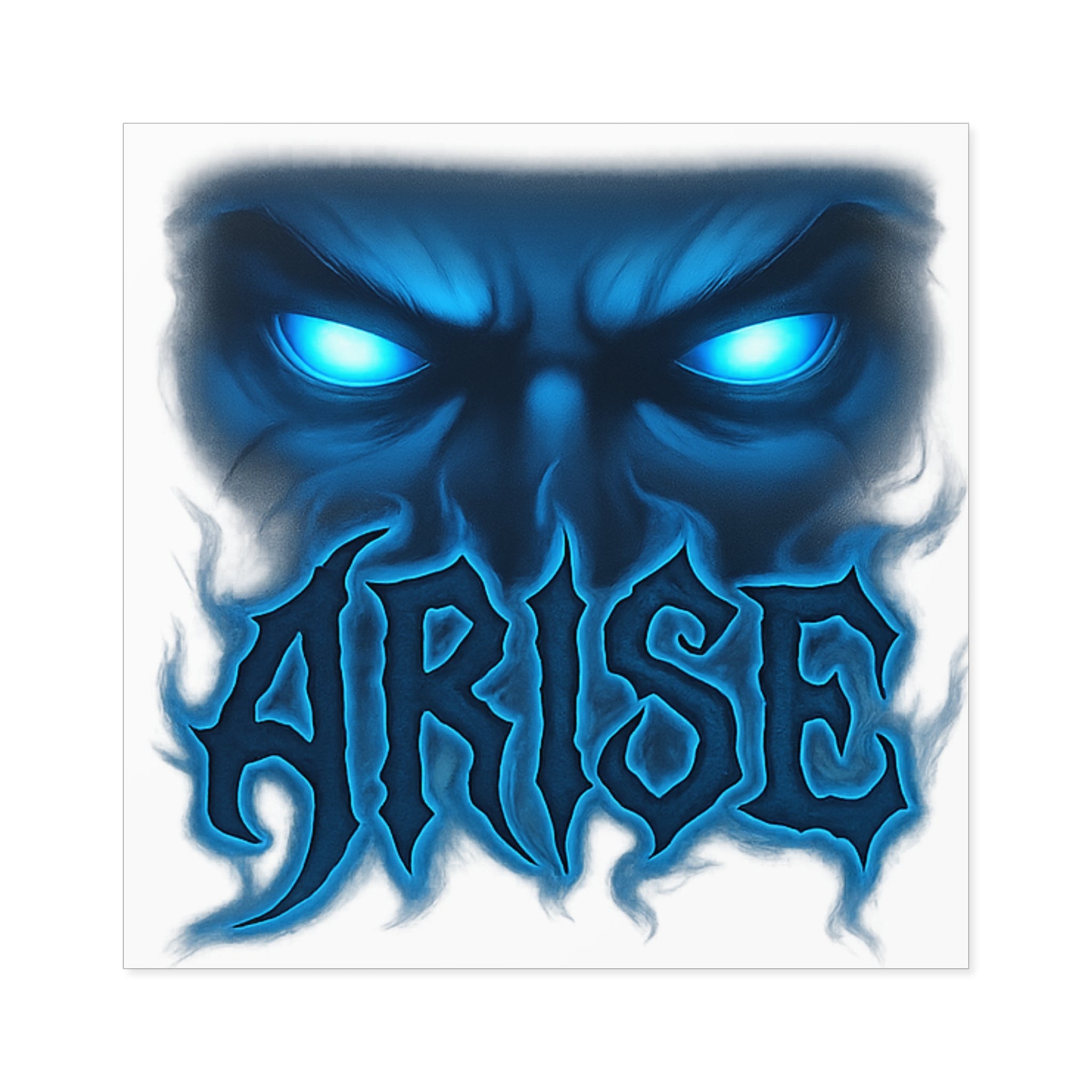 Arise Blue Demon Eyes Square Sticker — Dark Fantasy Vinyl Decal