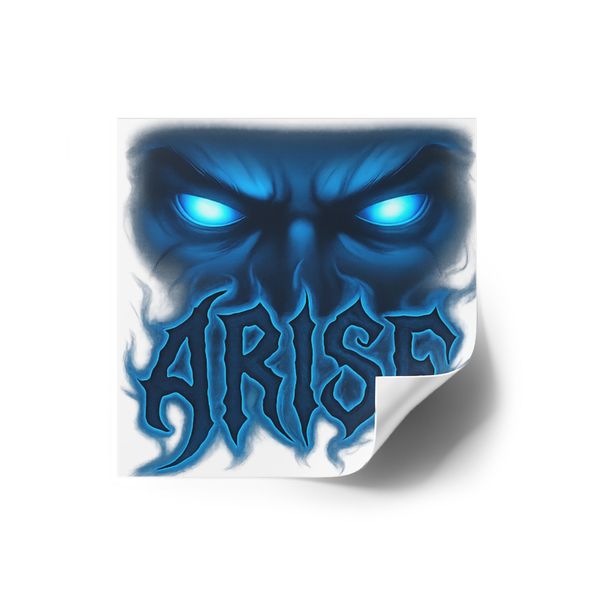 Arise Blue Demon Eyes Square Sticker — Dark Fantasy Vinyl Decal