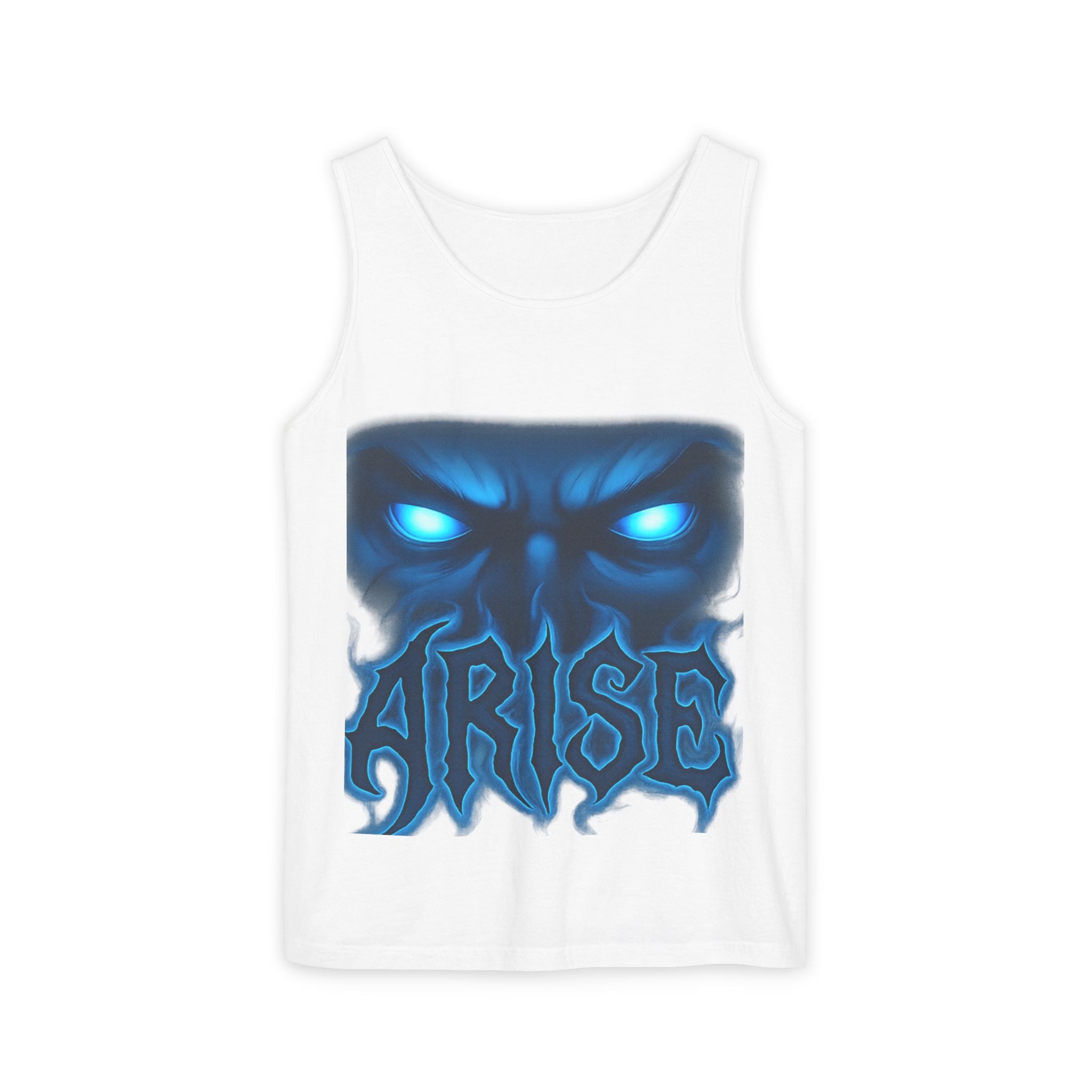 Arise Blue Demon Tank Top — Glowing Eyes Graphic Sleeveless Tee