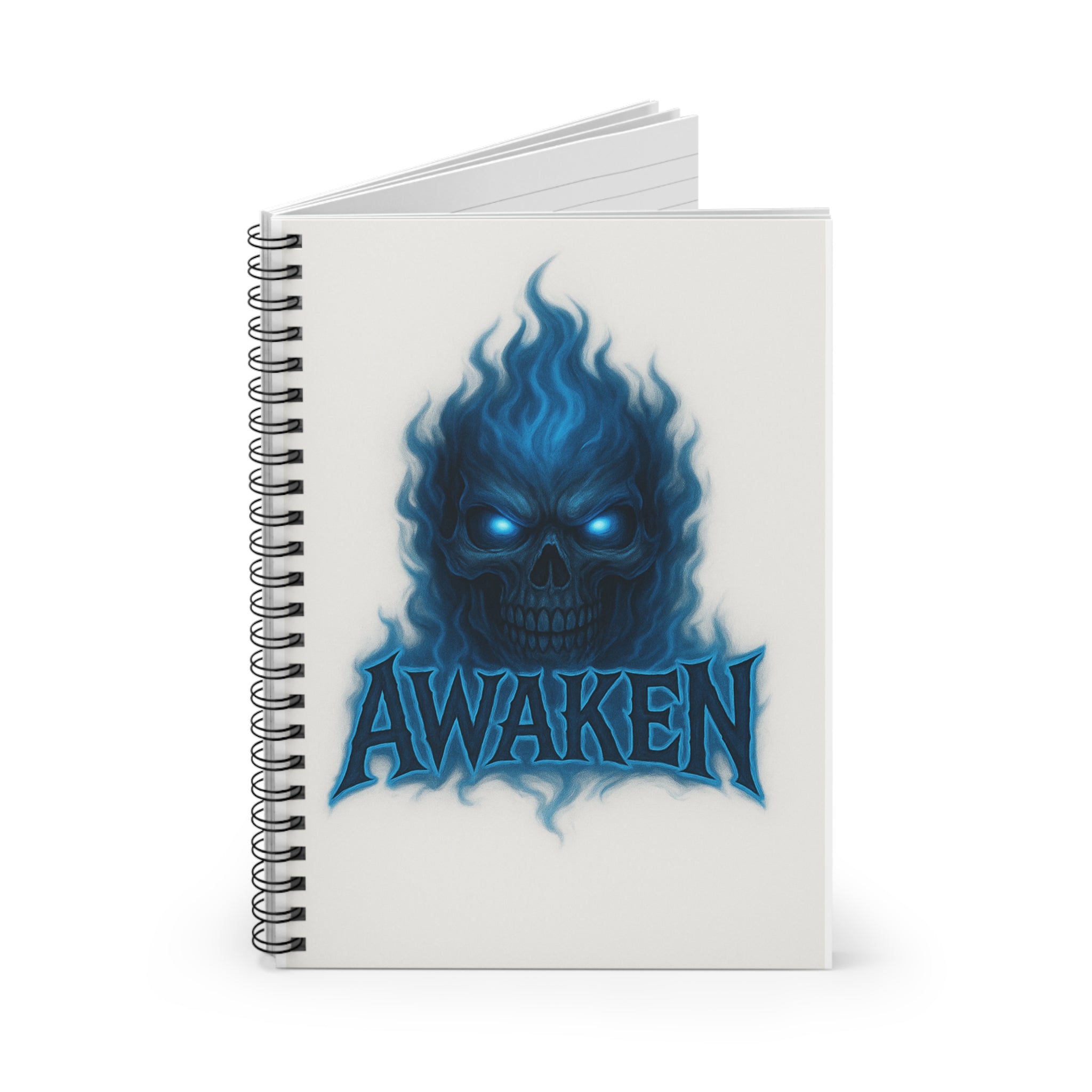 Awaken Blue Flame Skull Spiral Notebook — Ruled Journal for Gothic, Fantasy & Dark Aesthetic Fans