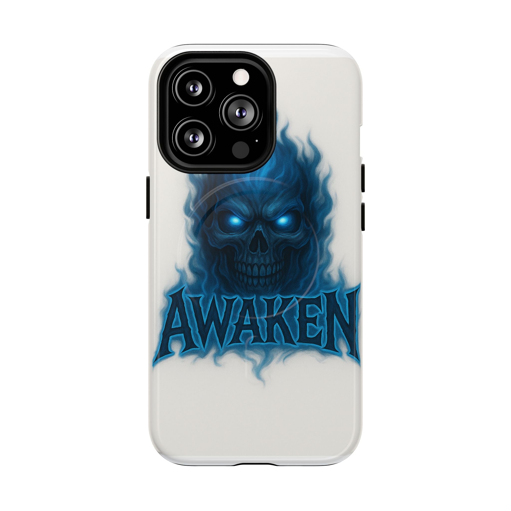 Awaken Blue Flame Skull Tough Magnetic Phone Case — Protective iPhone Cover