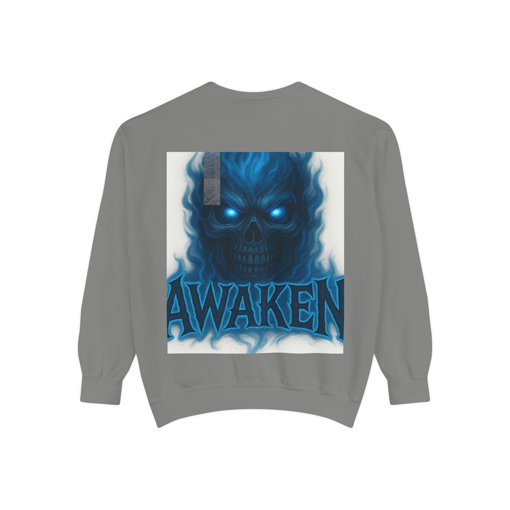 Arise Awake Blue Flame Skull Sweatshirt — Gothic Streetwear Crewneck