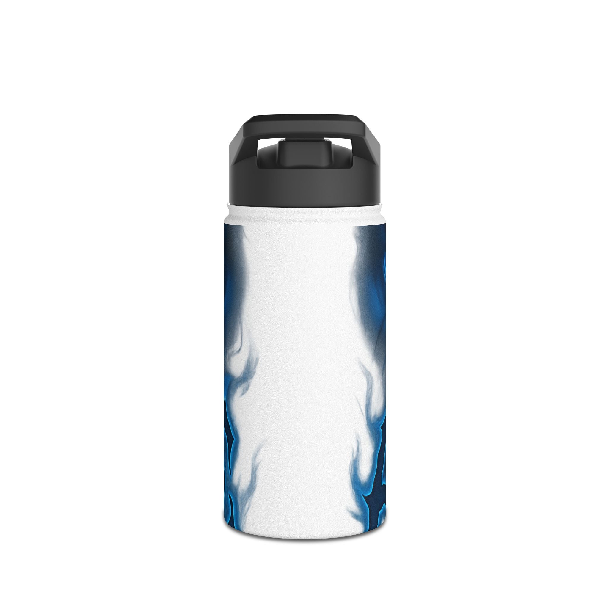 Blue Flame Stainless Steel Water Bottle — Abstract Fiery Graphic