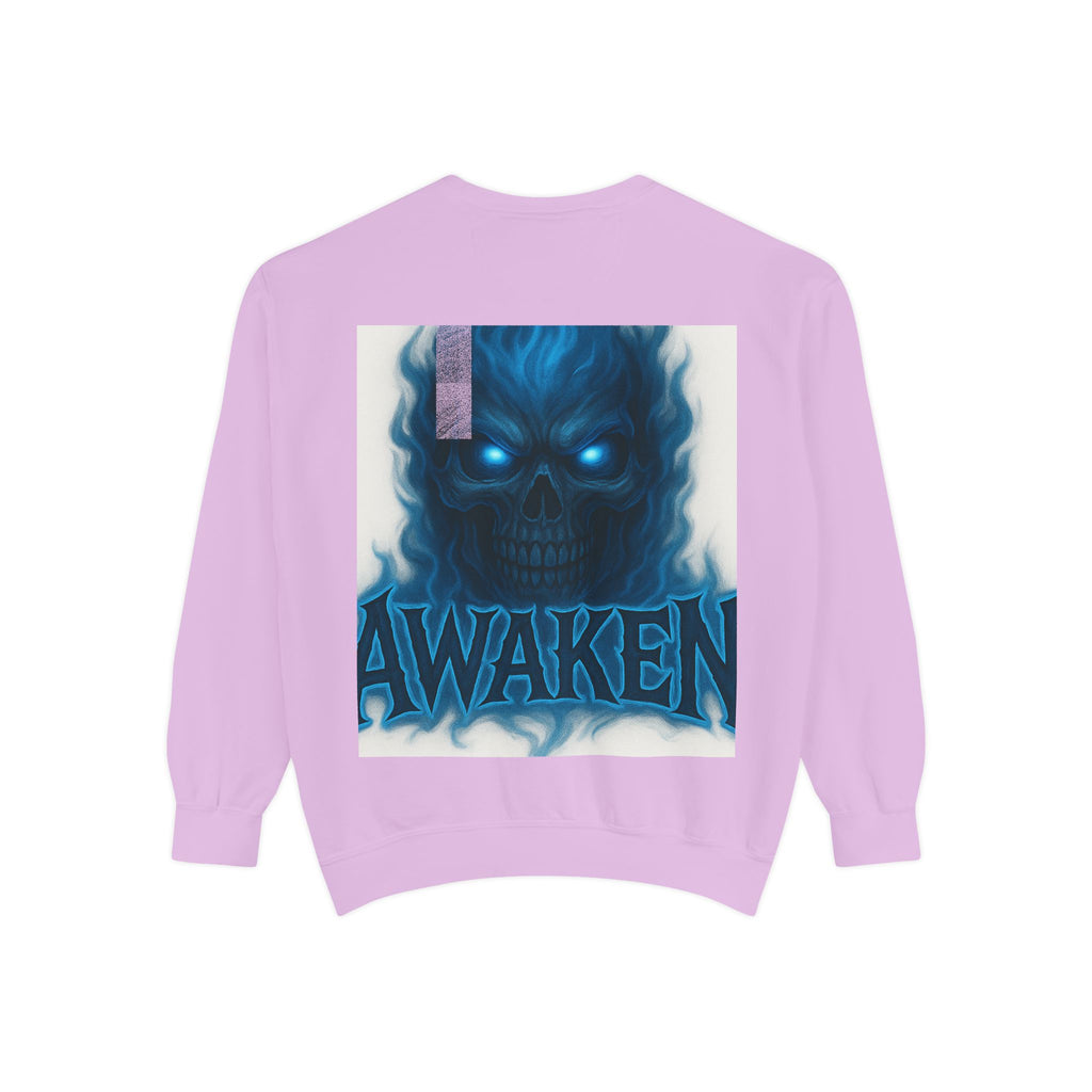 Arise Awake Blue Flame Skull Sweatshirt — Gothic Streetwear Crewneck