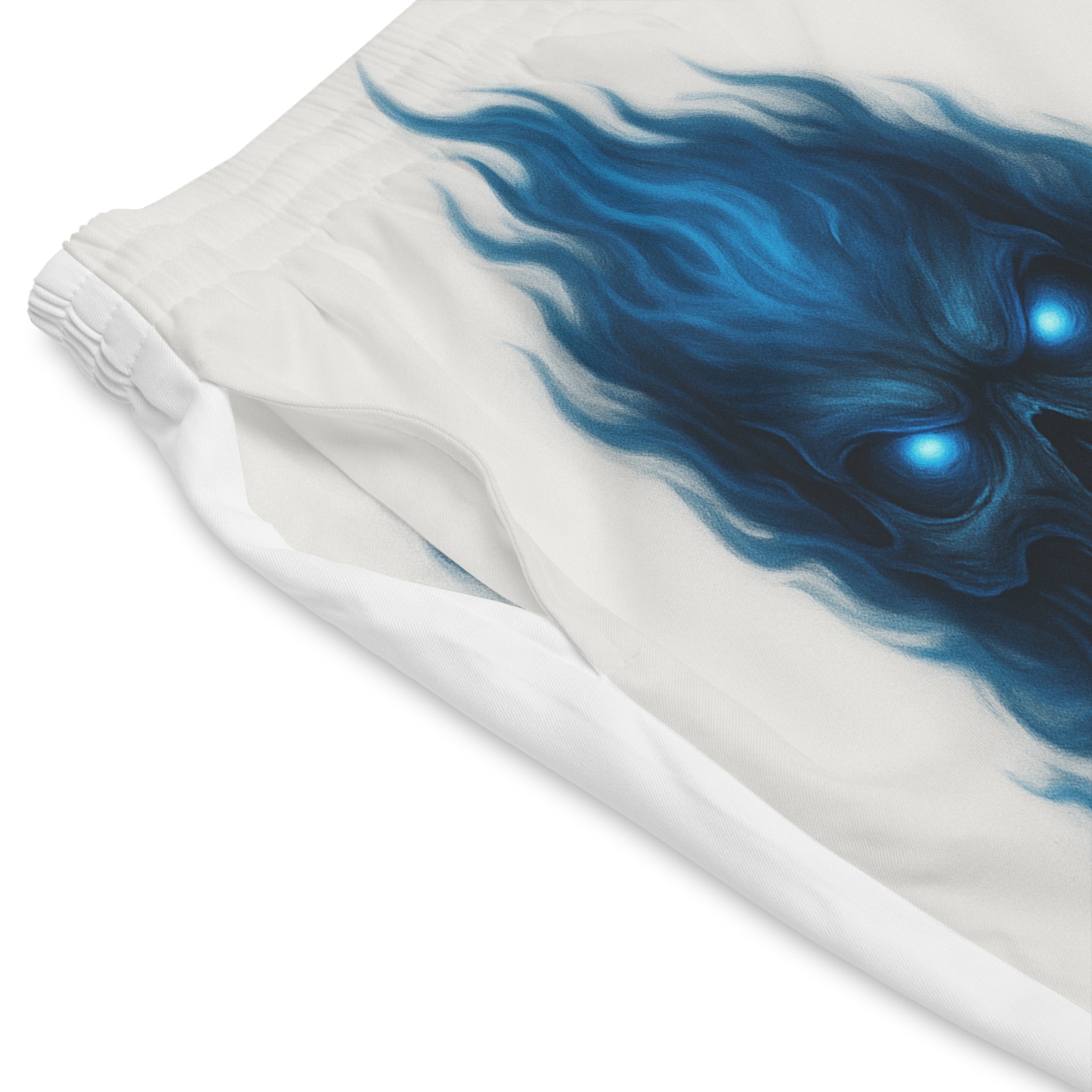 Awaken Blue Flame Skull Beach Shorts — Men’s Graphic Swim Trunks