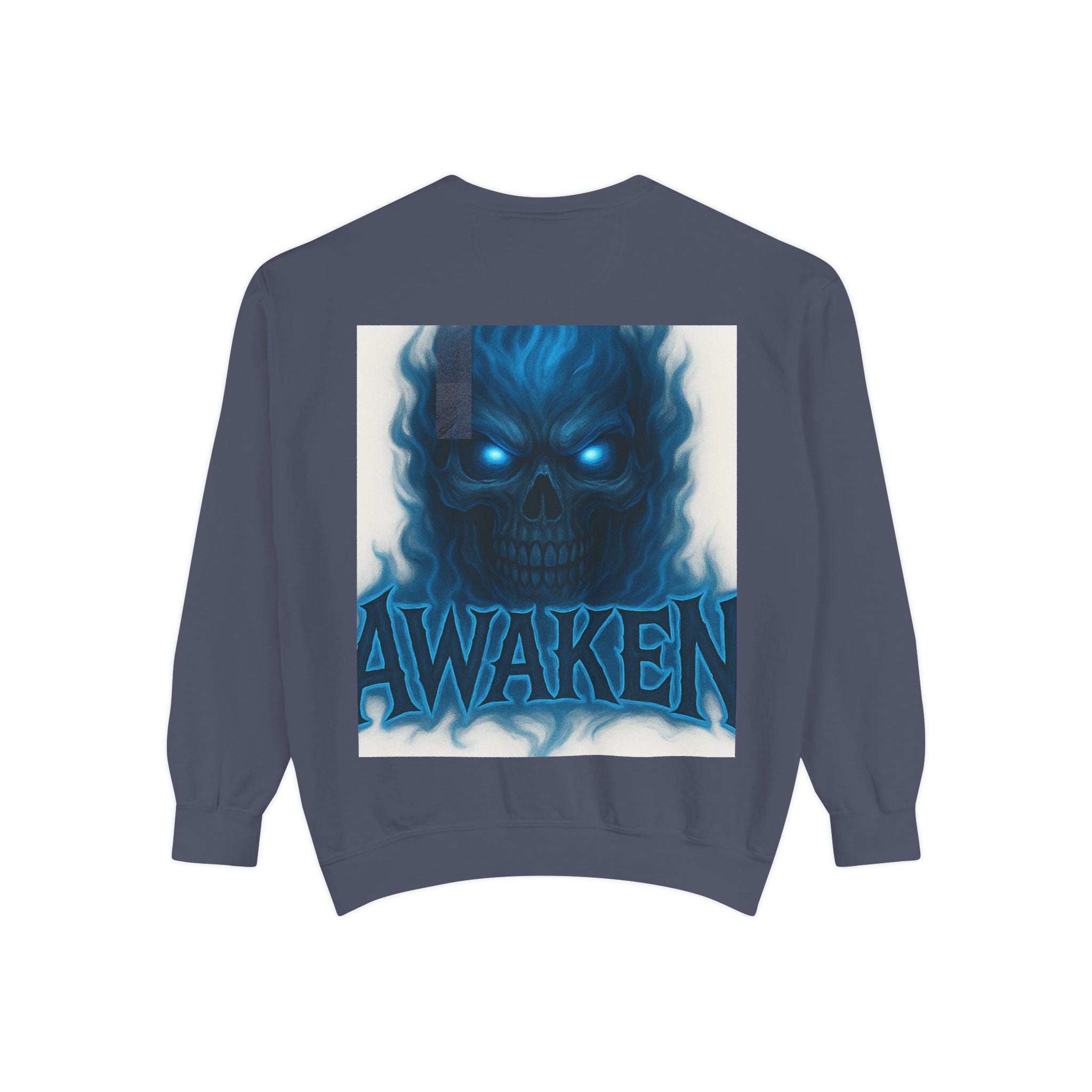 Arise Awake Blue Flame Skull Sweatshirt — Gothic Streetwear Crewneck