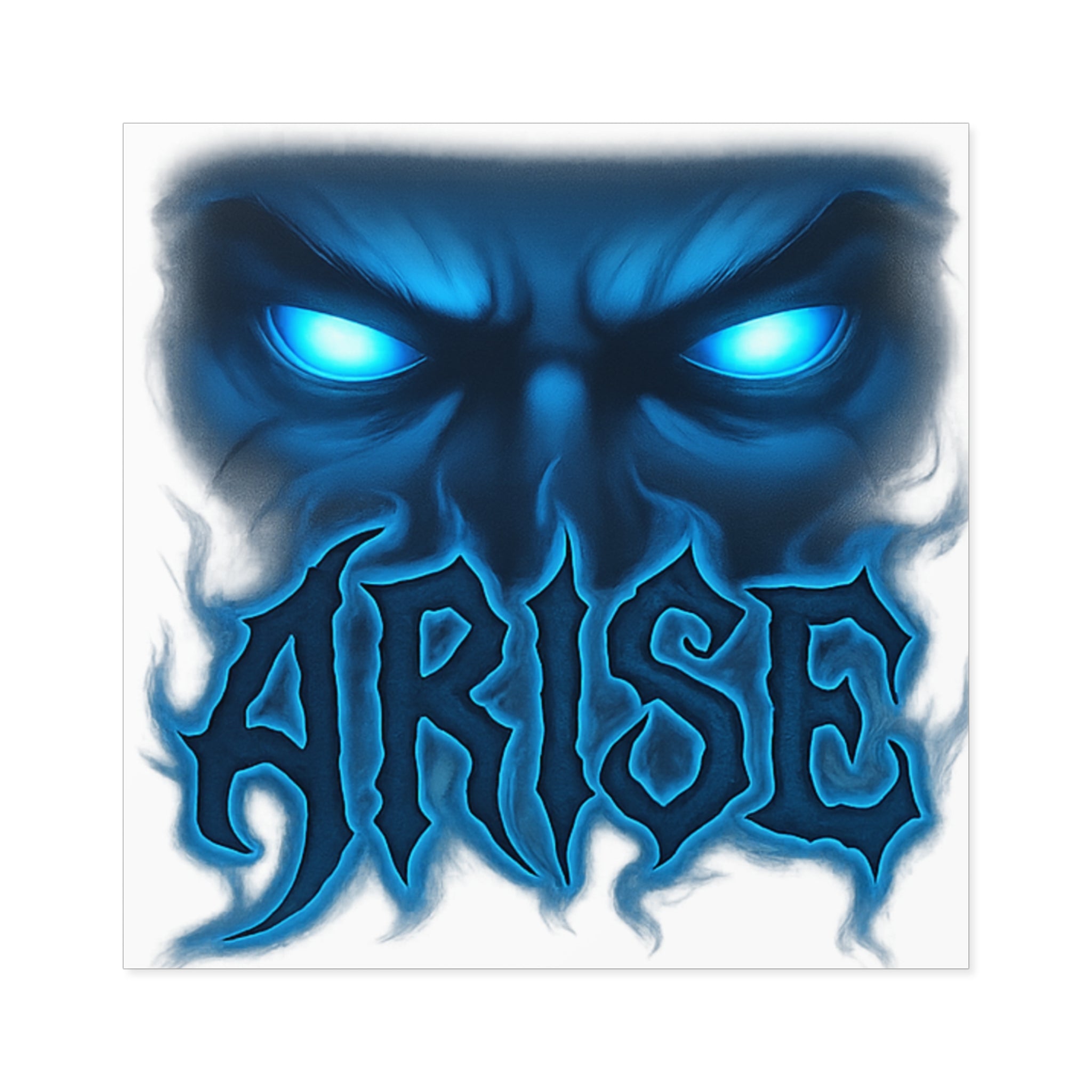 Arise Blue Demon Eyes Square Sticker — Dark Fantasy Vinyl Decal