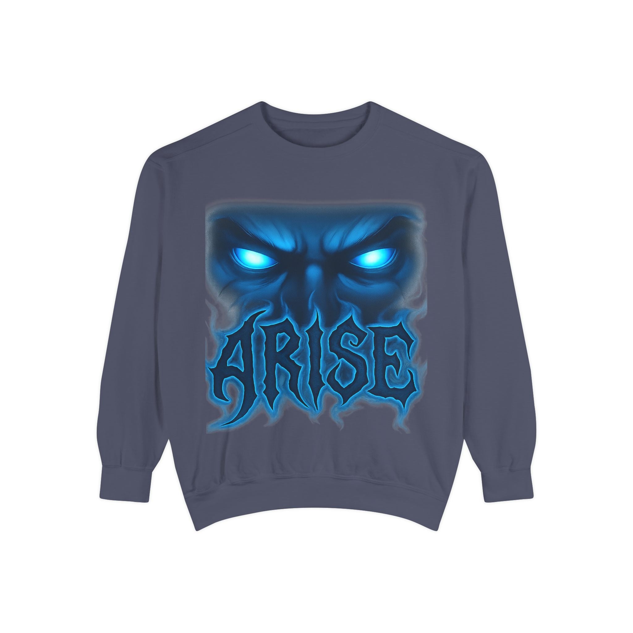Arise Awake Blue Flame Skull Sweatshirt — Gothic Streetwear Crewneck