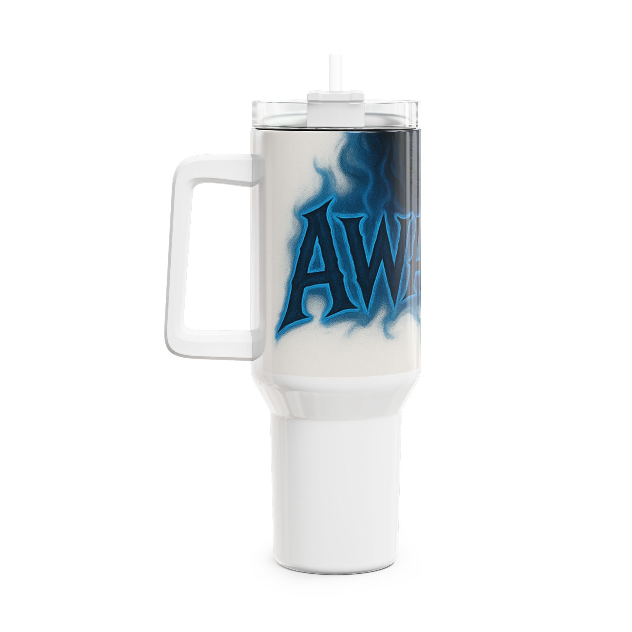 40oz Tumbler – 'Awake' Blue Skull Smoke Insulated Travel Mug