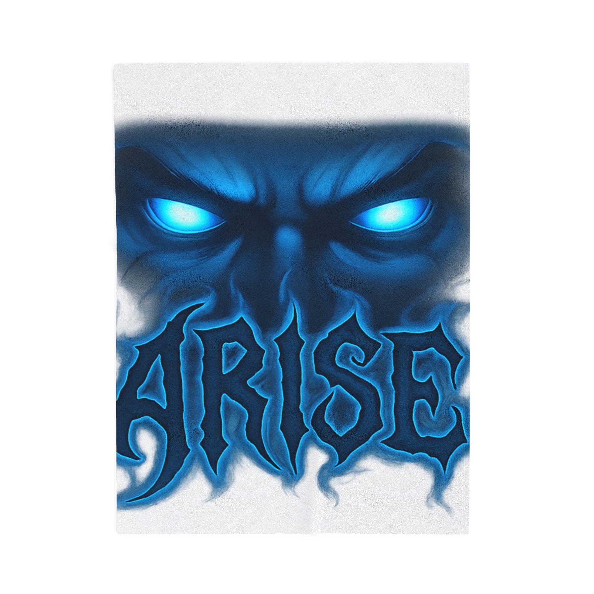 Arise Blue Demon Velveteen Plush Blanket — Glowing Eyes Gothic Throw