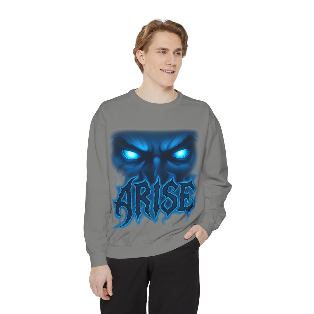 Arise Awake Blue Flame Skull Sweatshirt — Gothic Streetwear Crewneck