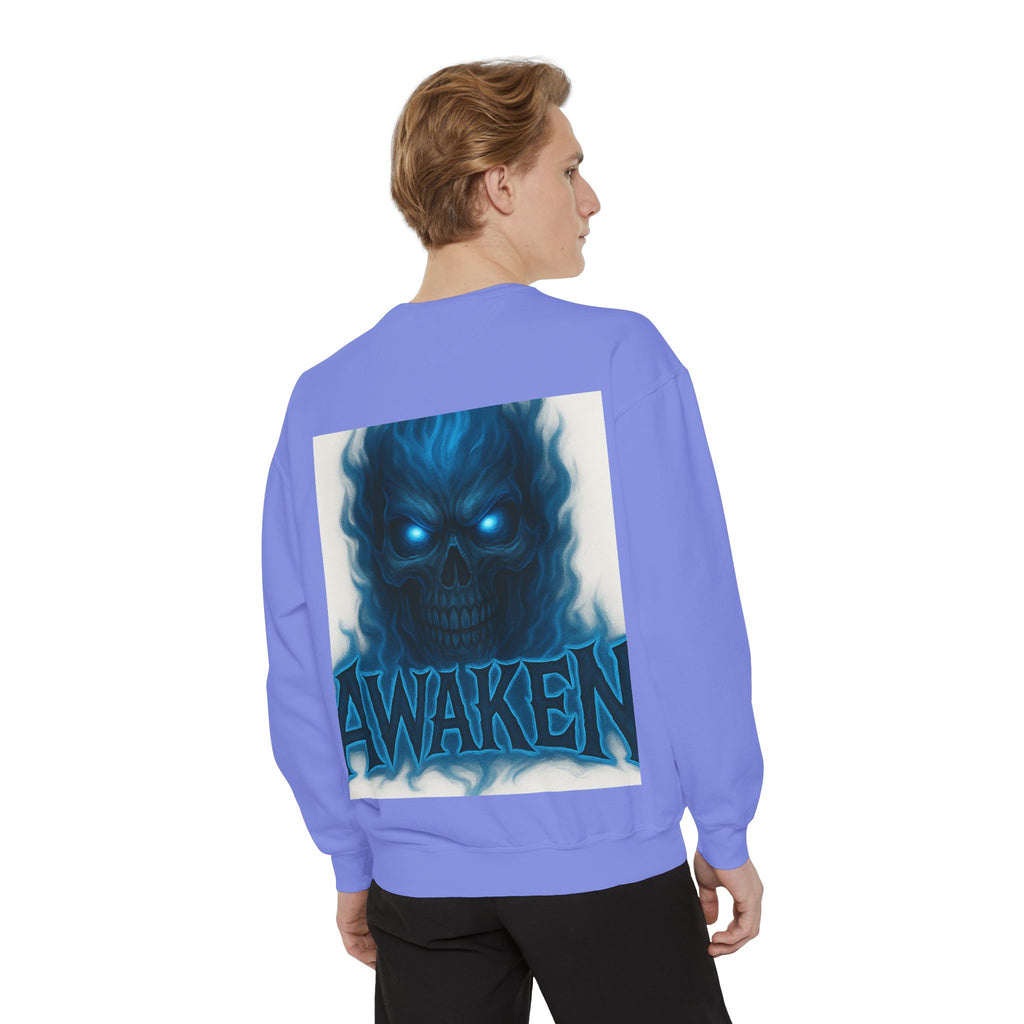Arise Awake Blue Flame Skull Sweatshirt — Gothic Streetwear Crewneck