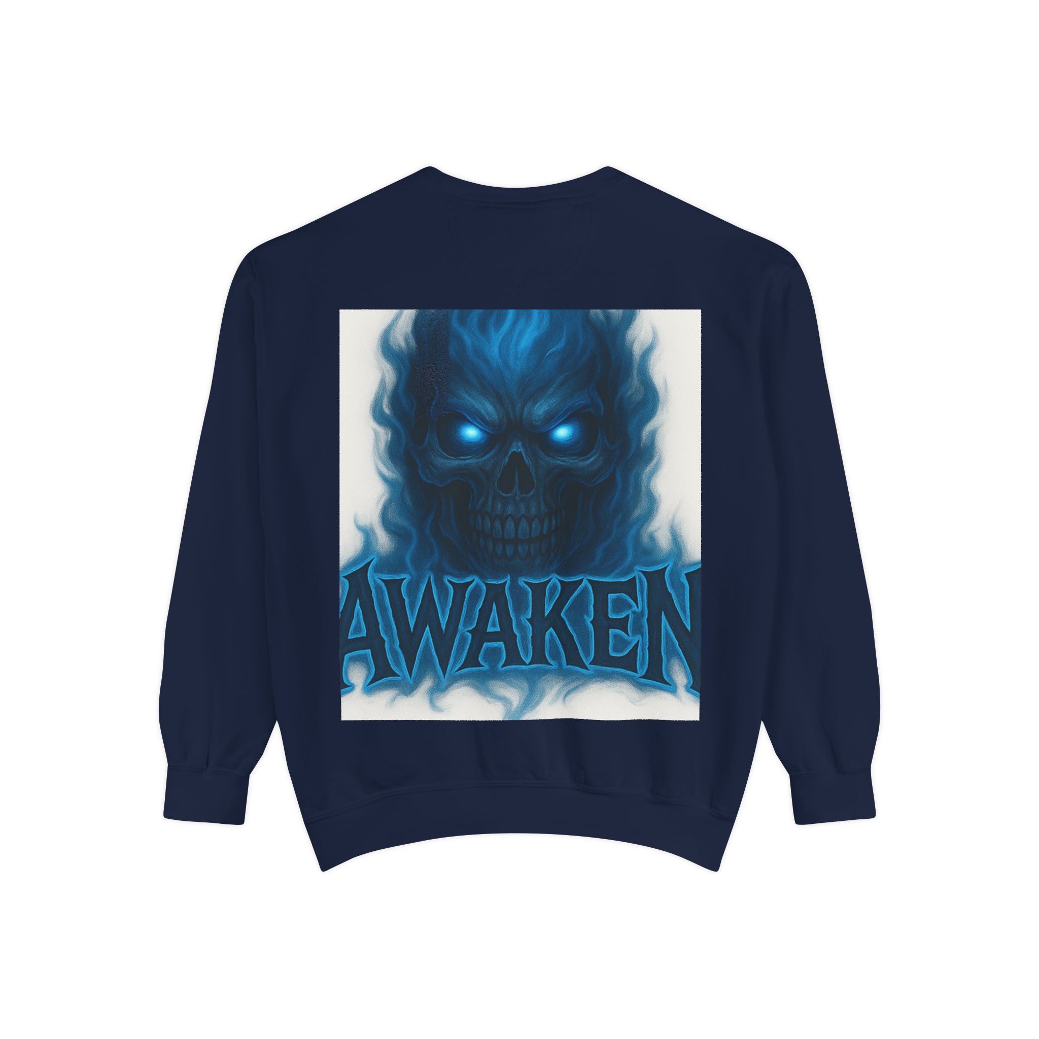 Arise Awake Blue Flame Skull Sweatshirt — Gothic Streetwear Crewneck