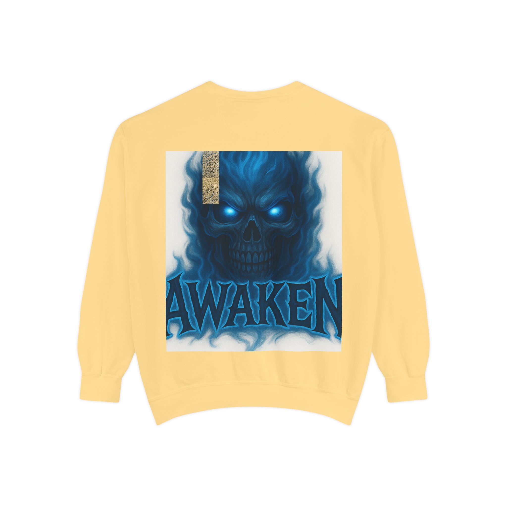 Arise Awake Blue Flame Skull Sweatshirt — Gothic Streetwear Crewneck
