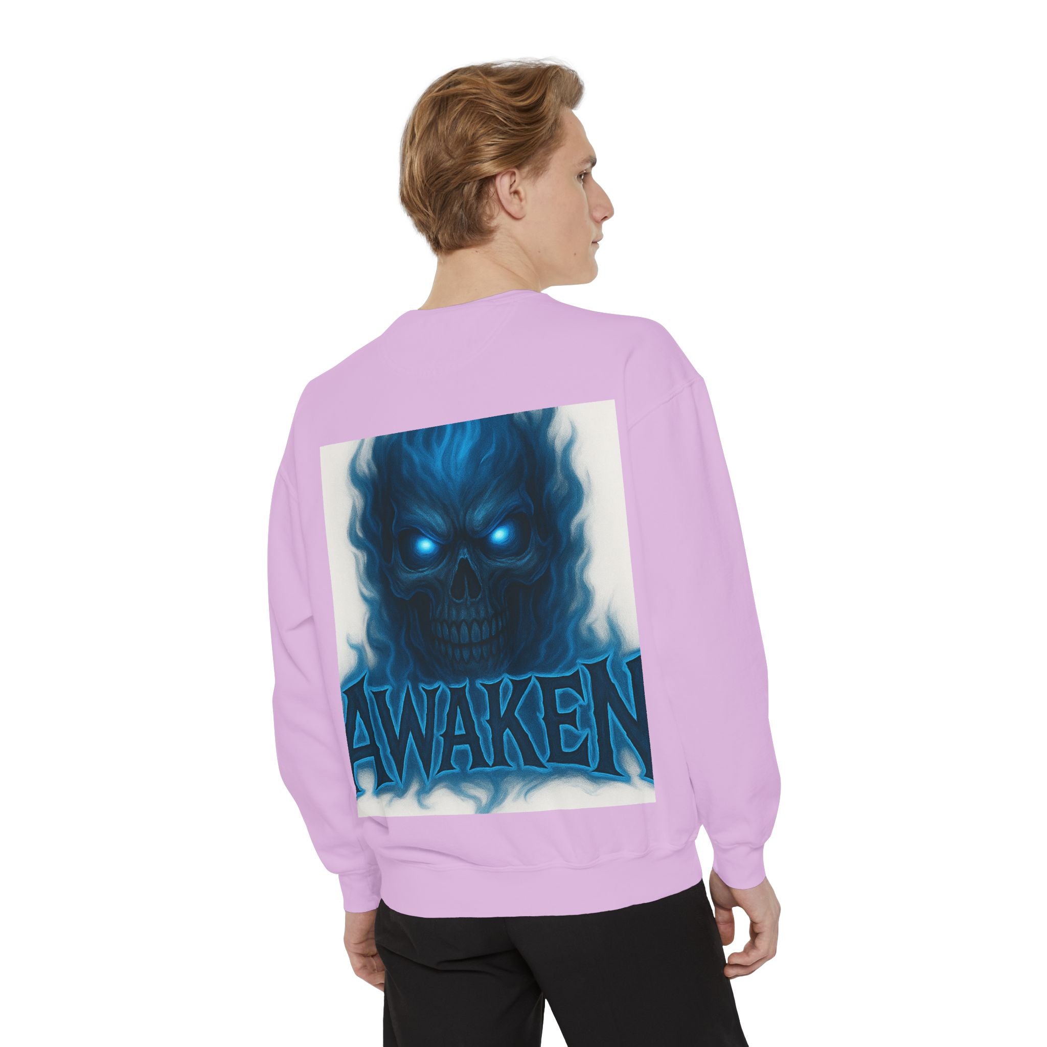 Arise Awake Blue Flame Skull Sweatshirt — Gothic Streetwear Crewneck