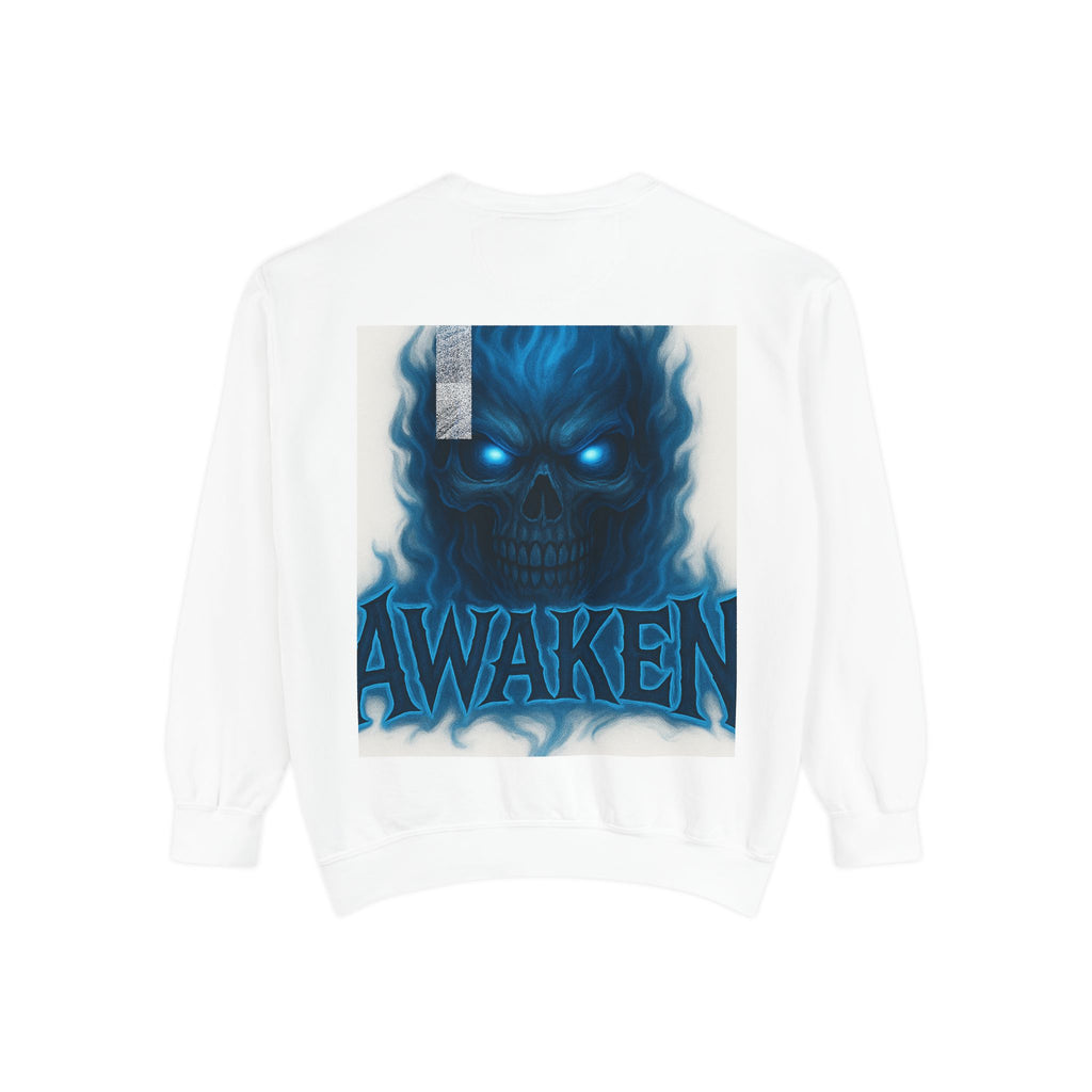 Arise Awake Blue Flame Skull Sweatshirt — Gothic Streetwear Crewneck