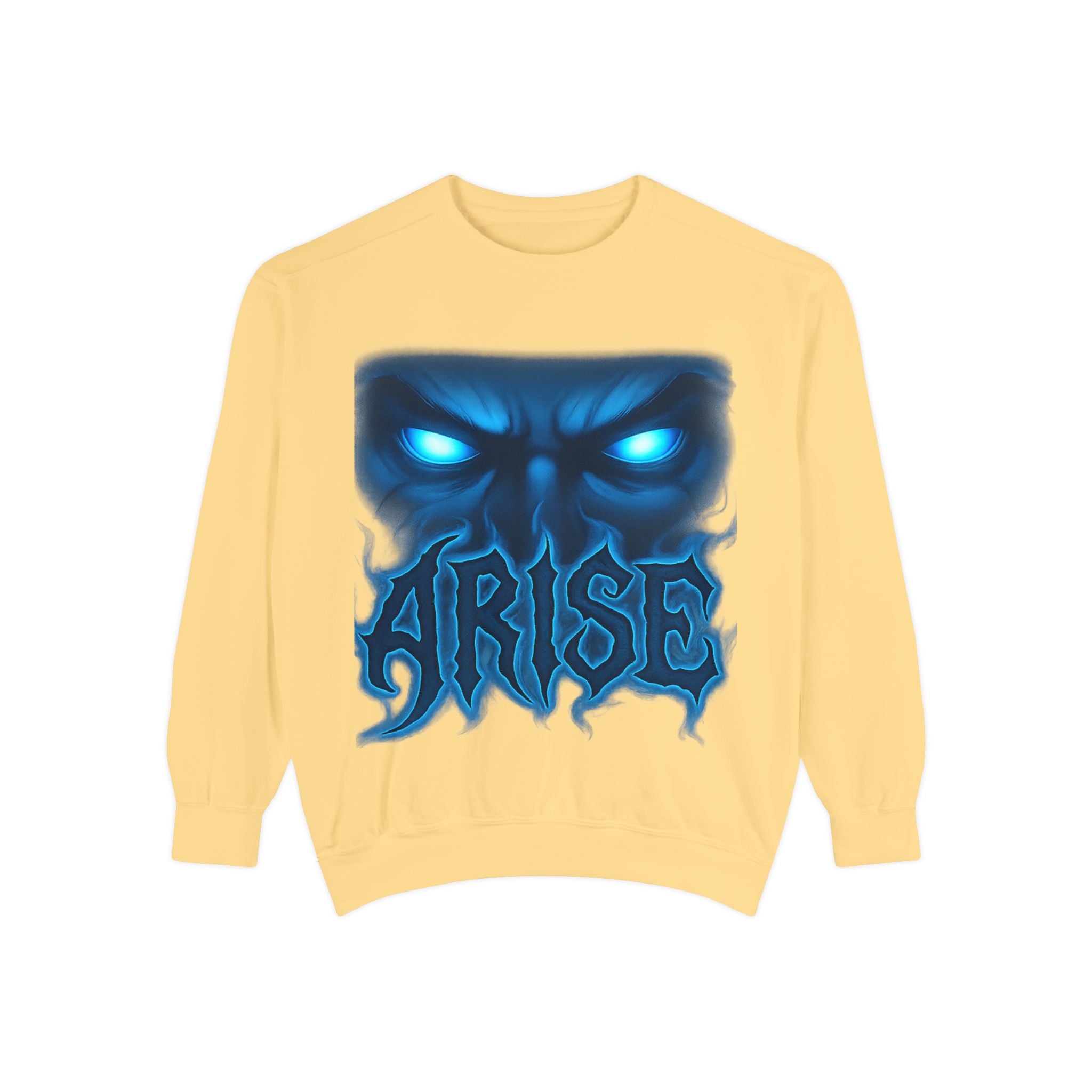 Arise Awake Blue Flame Skull Sweatshirt — Gothic Streetwear Crewneck