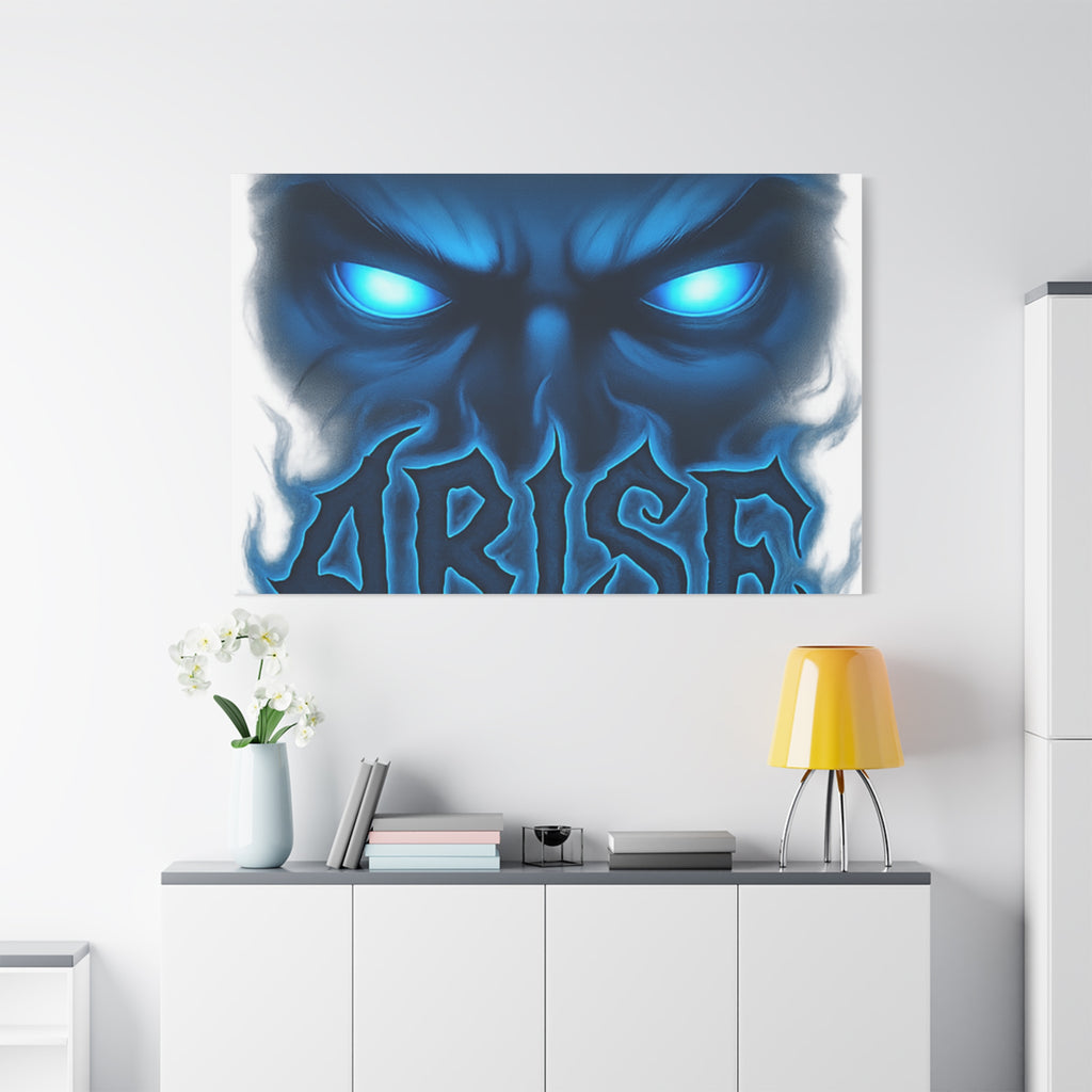 Arise Blue Demon Canvas Wall Art — Matte Stretched Horror Poster
