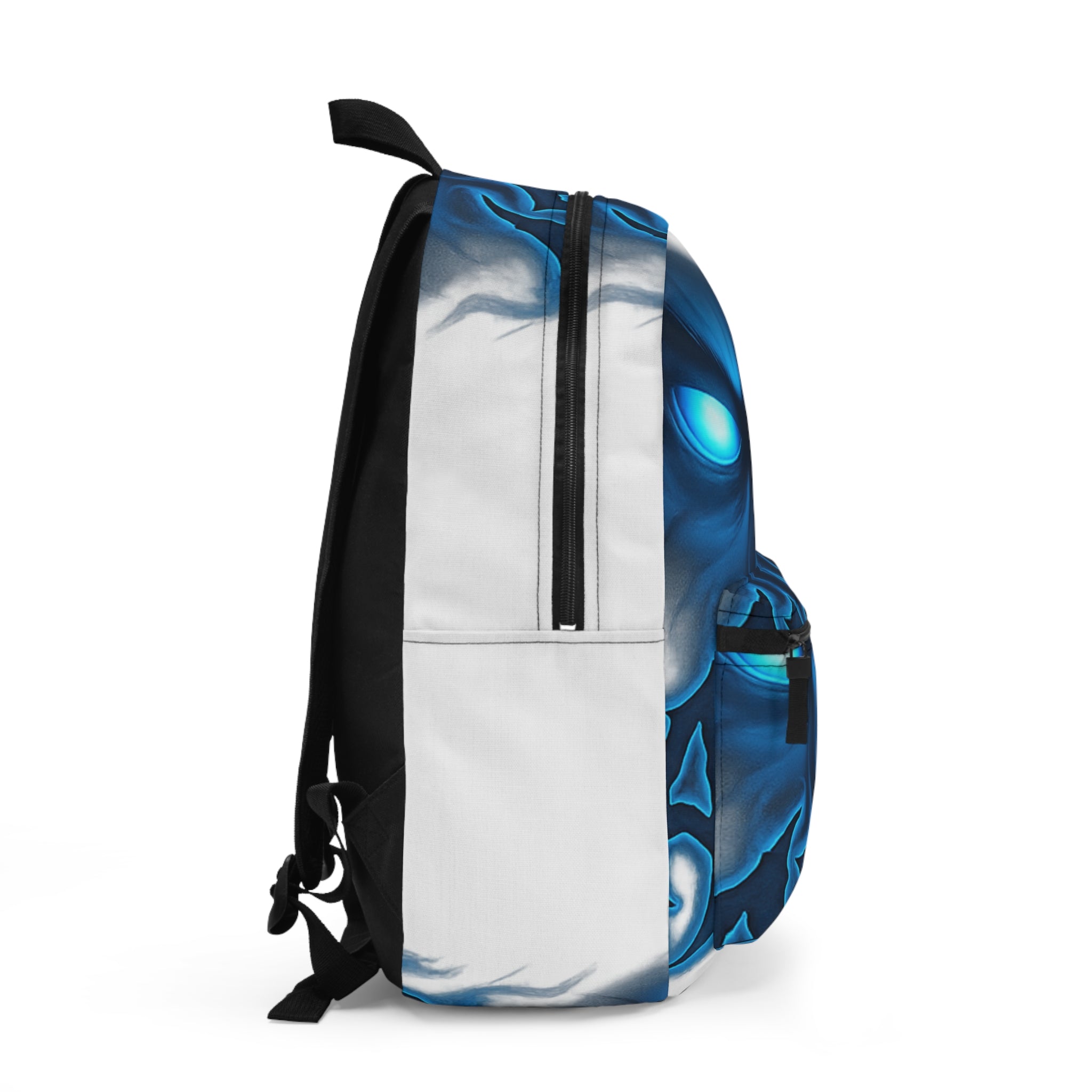 Blue Flame Skull Backpack — Gothic Glow School & Travel Bag