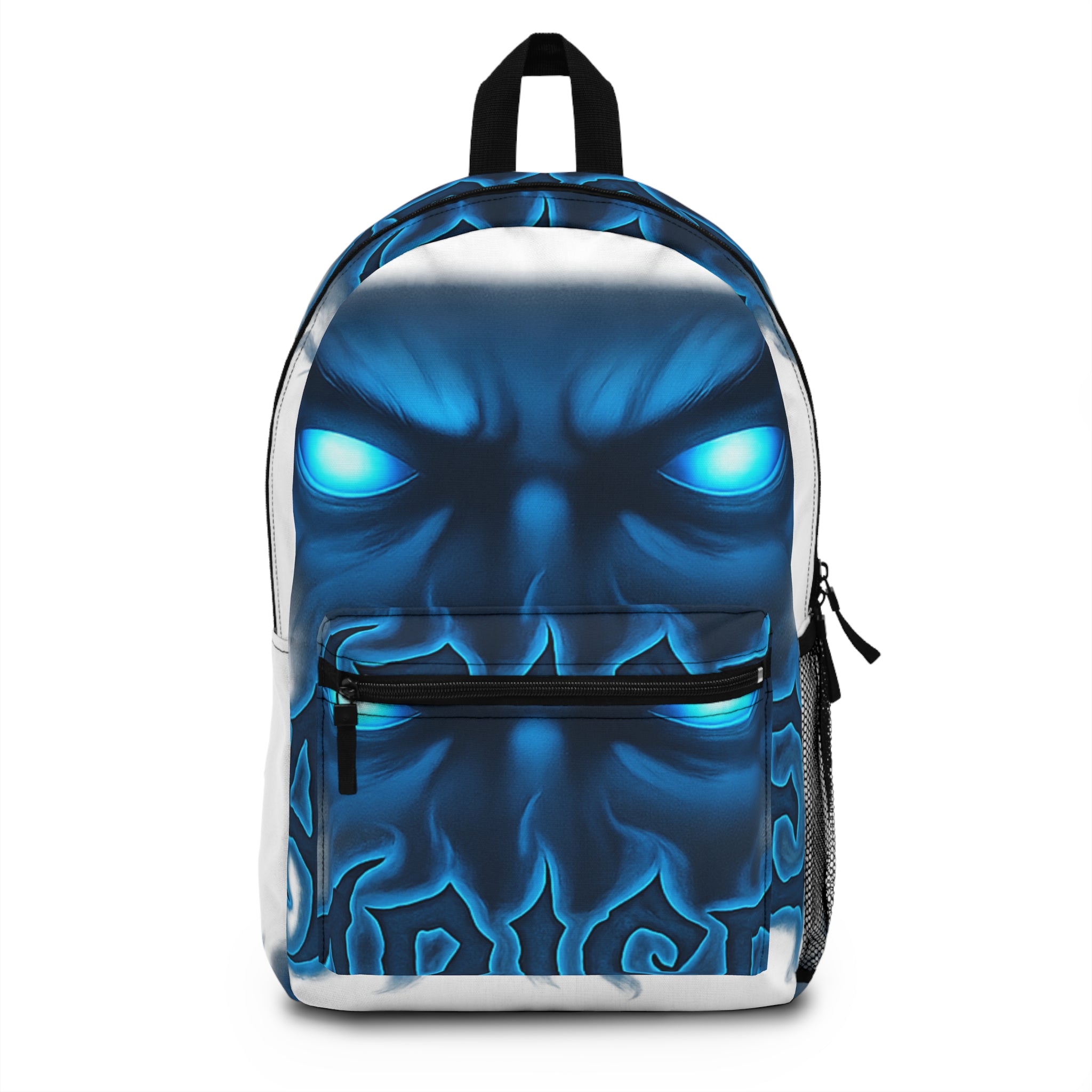 Blue Flame Skull Backpack — Gothic Glow School & Travel Bag