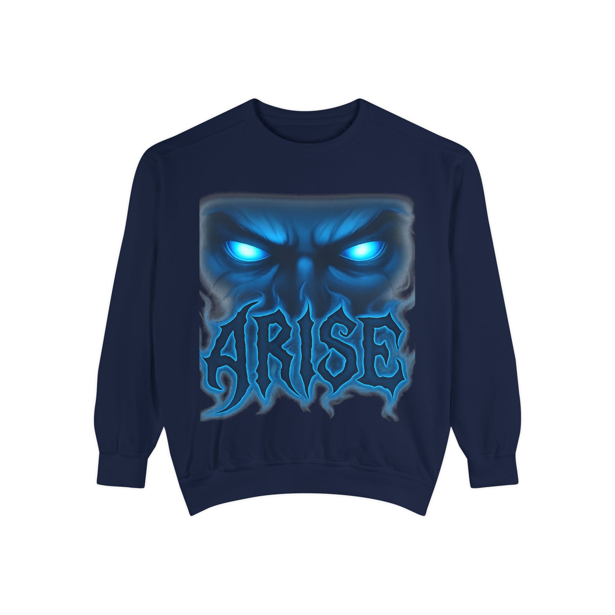 Arise Awake Blue Flame Skull Sweatshirt — Gothic Streetwear Crewneck