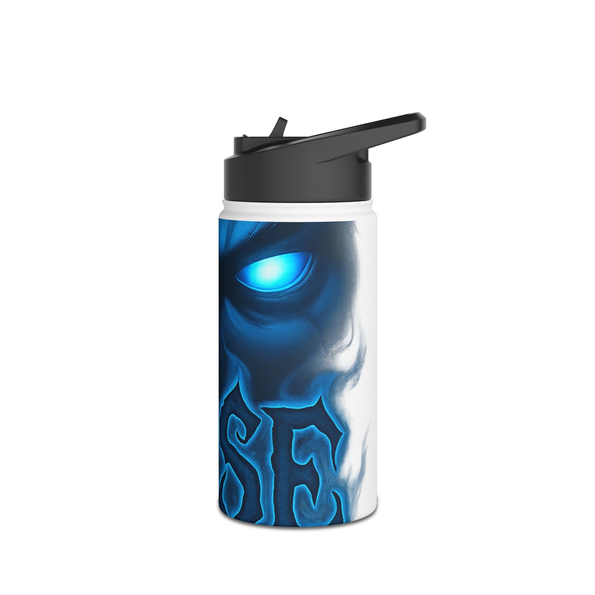 Blue Flame Stainless Steel Water Bottle — Abstract Fiery Graphic