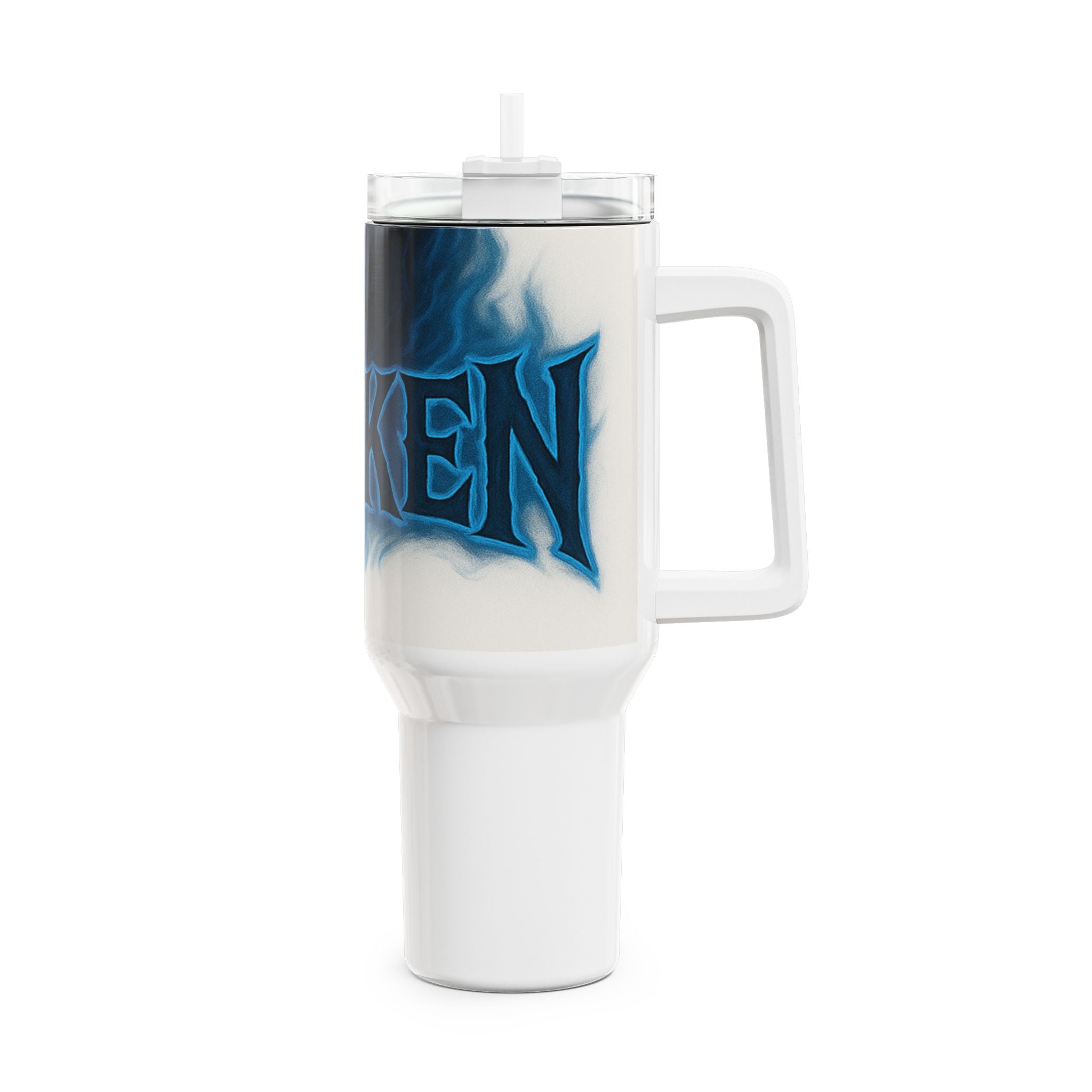 40oz Tumbler – 'Awake' Blue Skull Smoke Insulated Travel Mug