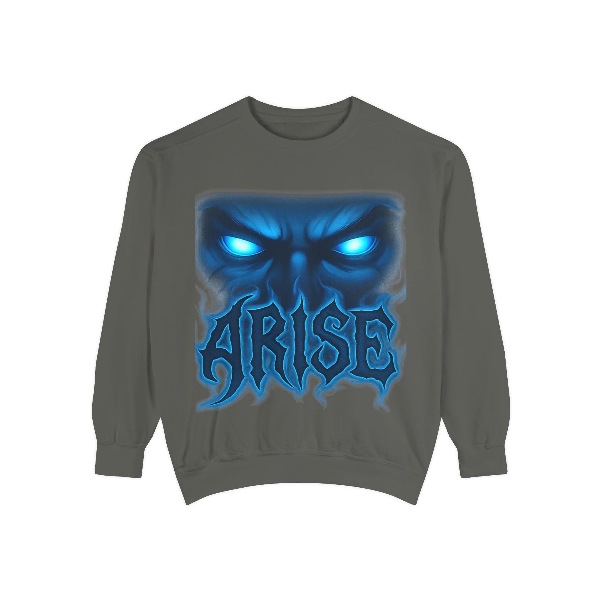 Arise Awake Blue Flame Skull Sweatshirt — Gothic Streetwear Crewneck