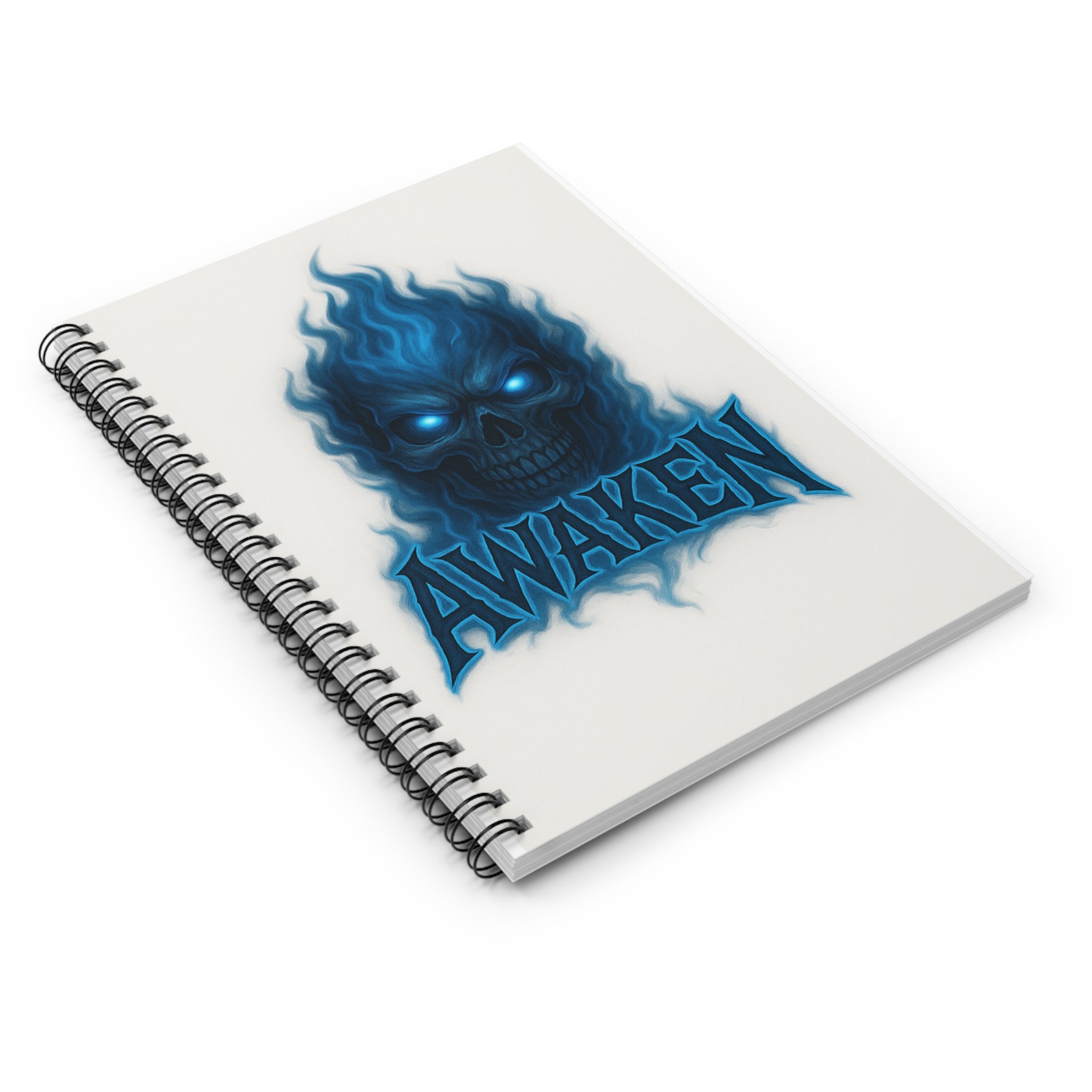 Awaken Blue Flame Skull Spiral Notebook — Ruled Journal for Gothic, Fantasy & Dark Aesthetic Fans