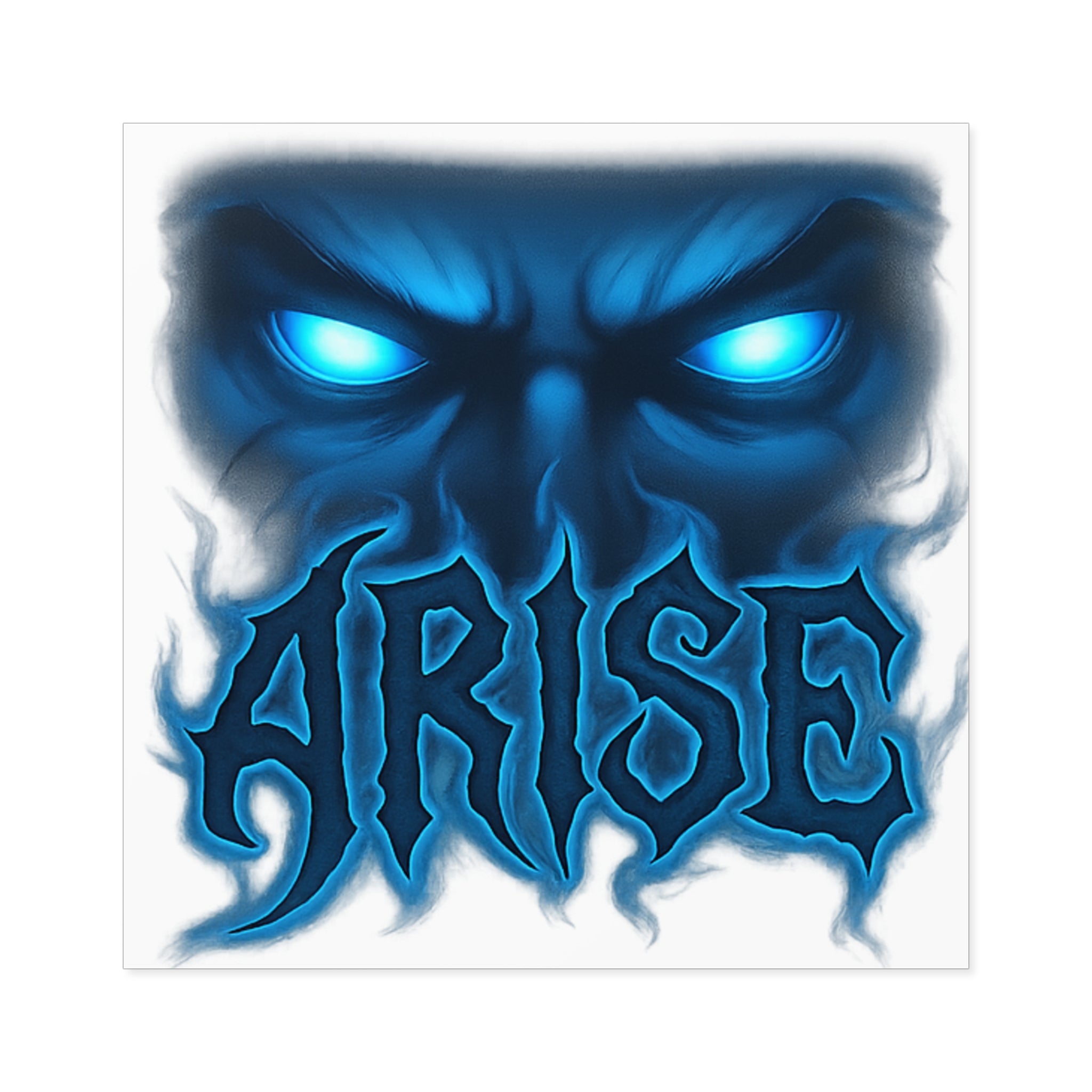 Arise Blue Demon Eyes Square Sticker — Dark Fantasy Vinyl Decal