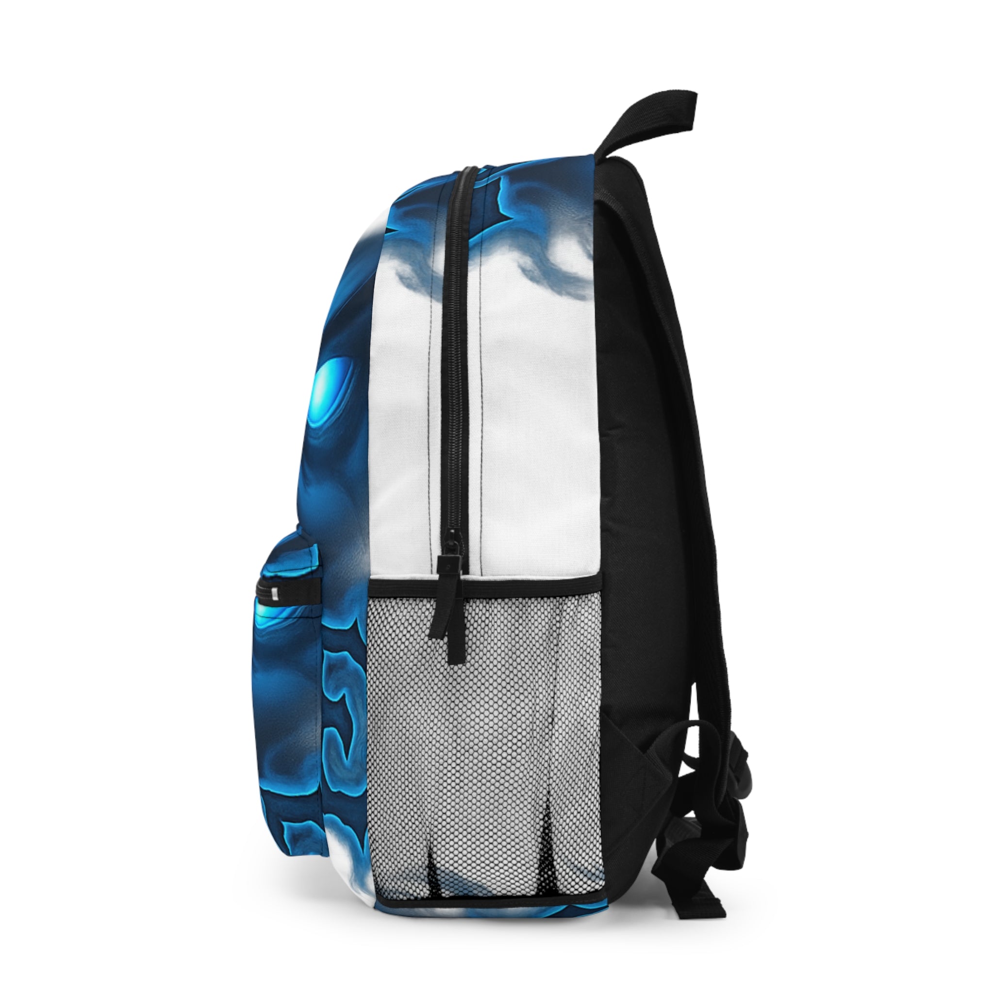 Blue Flame Skull Backpack — Gothic Glow School & Travel Bag
