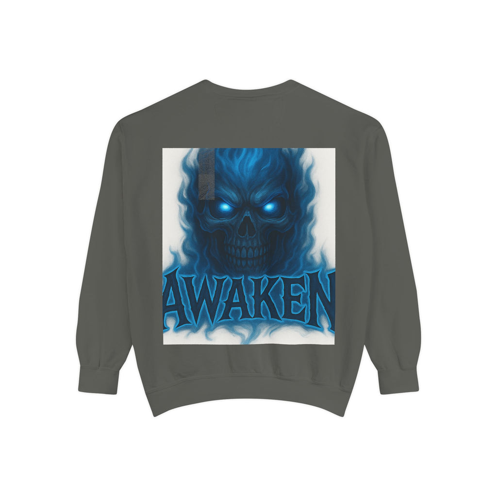 Arise Awake Blue Flame Skull Sweatshirt — Gothic Streetwear Crewneck
