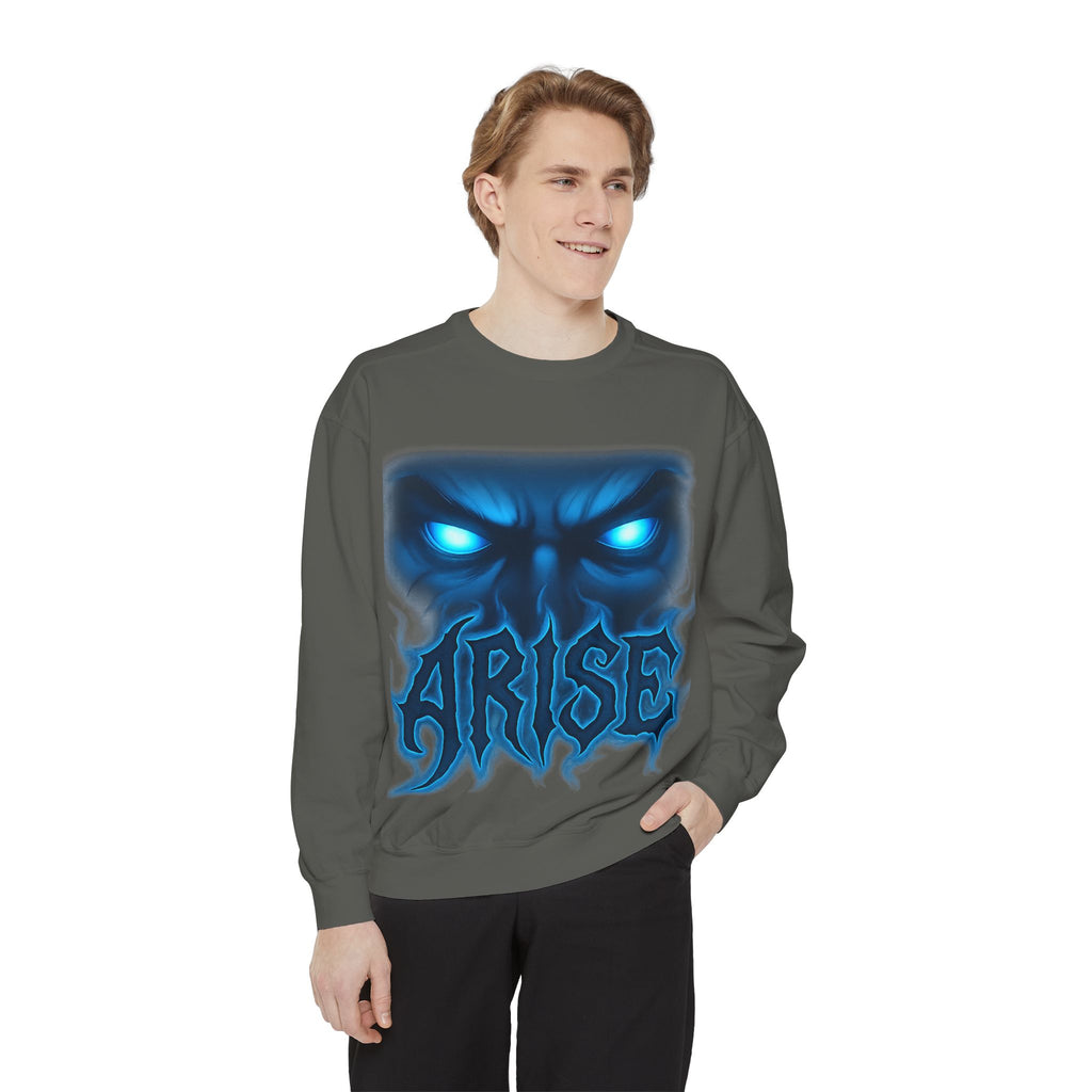 Arise Awake Blue Flame Skull Sweatshirt — Gothic Streetwear Crewneck