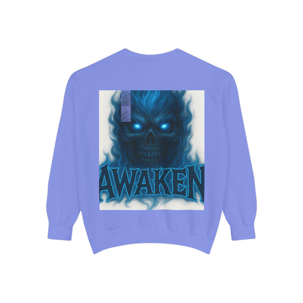 Arise Awake Blue Flame Skull Sweatshirt — Gothic Streetwear Crewneck